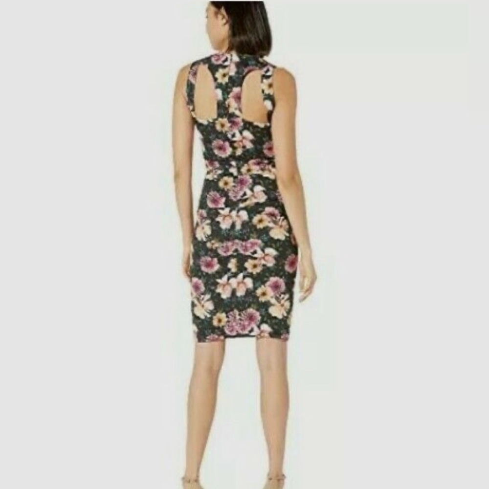 Nicole Miller Black and Orange Bodycon Midi Dress